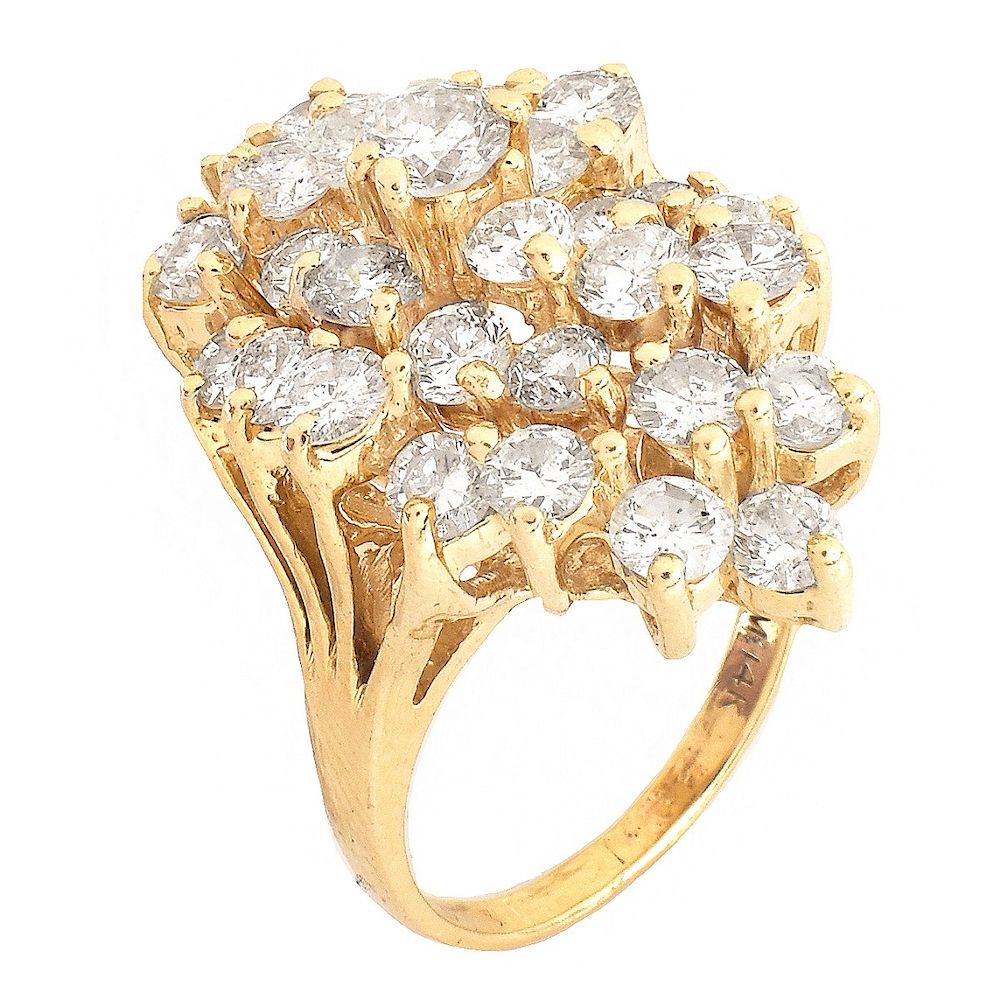 Appraisal: ct TW Diamond and K Gold Cluster Ring Vintage Approx