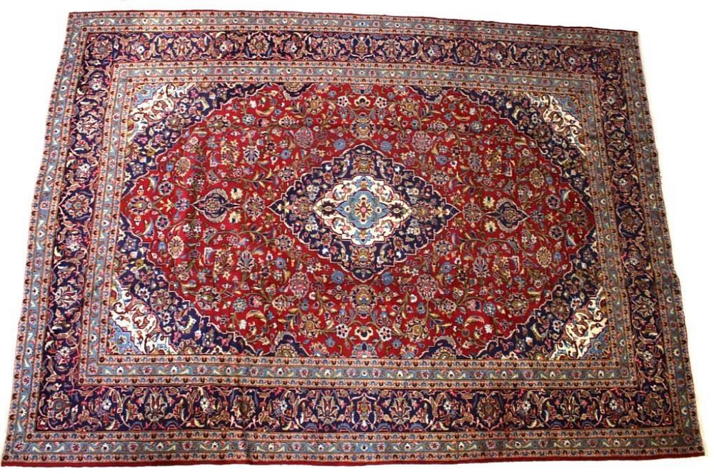 Appraisal: 's Kashan Persian Hand Knotted Wool Area Rug Included in