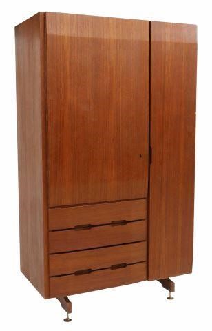 Appraisal: Italian mid-century modern teakwood armoire c s having one cabinet