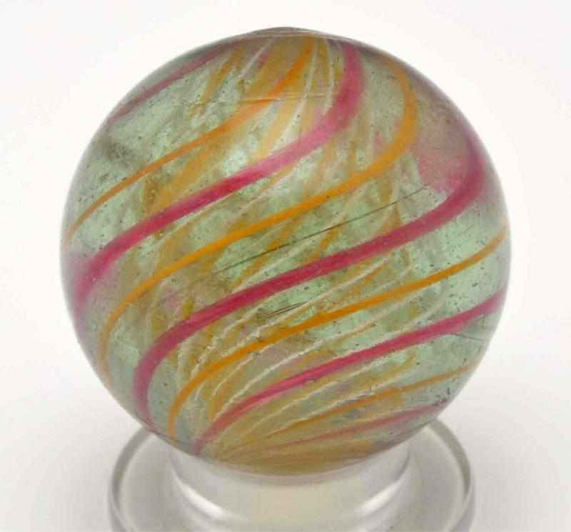 Appraisal: Rare -Stage Double Latticino Swirl Marble Description Yellow latticino core