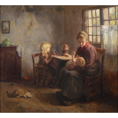 Appraisal: Christiaan Zwaan - - Domestic Bliss signed oil on canvas