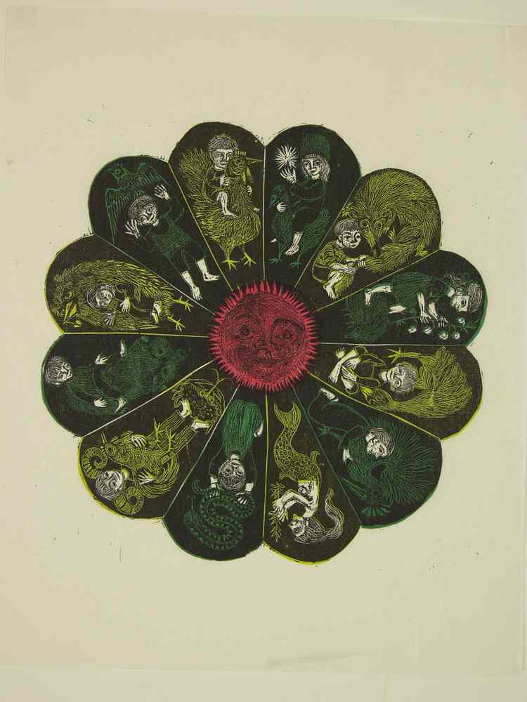 Appraisal: COLOR WOODCUT - 'All Year Round' by Helen Siegl well