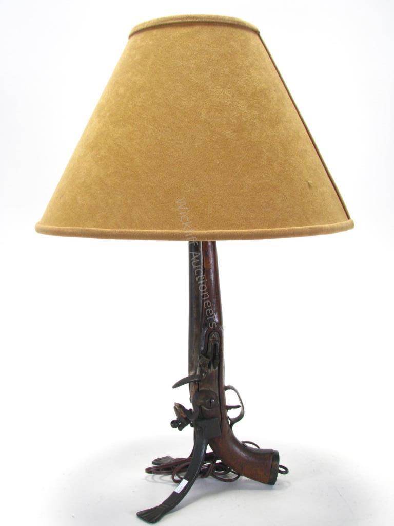 Appraisal: Antique Flint Lock Pistol Table Lamp converted into a two