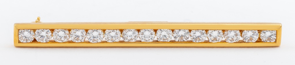 Appraisal: TIFFANY CO K YELLOW GOLD DIAMOND BAR PIN Tiffany Co