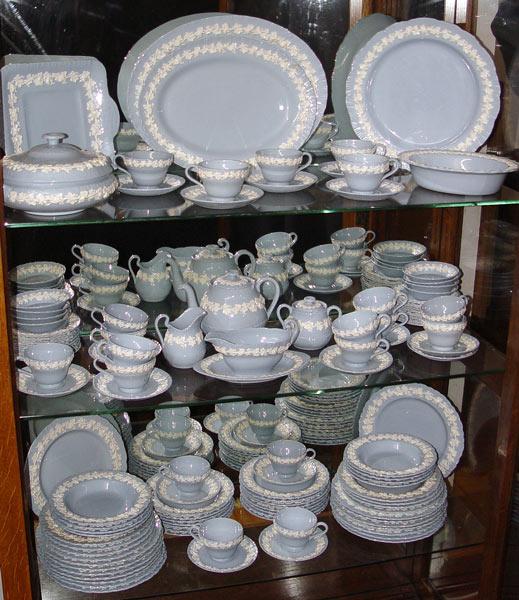 Appraisal: WEDGWOOD QUEENS WARE BLUE WHITE Embossed white on blue Approx