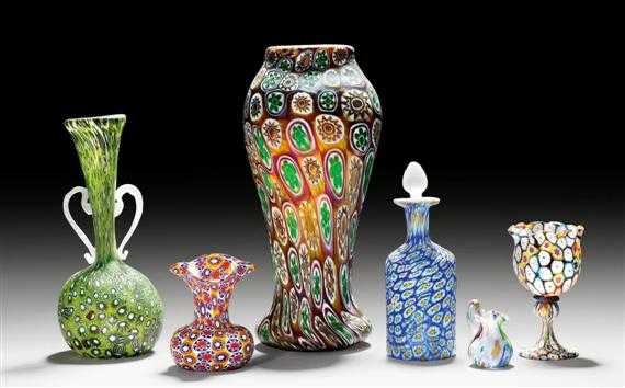 Appraisal: FRATELLI TOSO MURANO LOT OF VASES circa Millefiori murrine glass