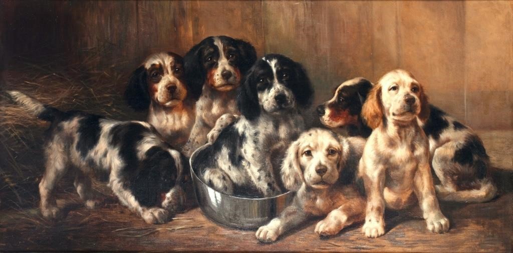 Appraisal: EDMUND HENRY OSTHAUS - Setter Puppies signed and dated Edm