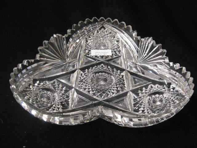 Appraisal: Cut Glass Dish clover form starburst withfancy cross hatching ''