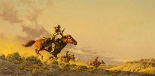 Appraisal: Frank McCarthy - The Getaway oil on canvas laid on