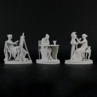 Appraisal: Grouping of Three Classical Bisque Porcelain Figurines Grouping of Three