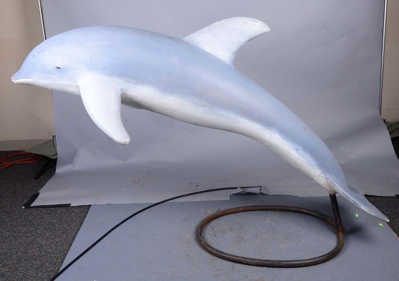 Appraisal: ROW-ALife Size Breaching Dolphin On Floor Stand Dolphin figure made