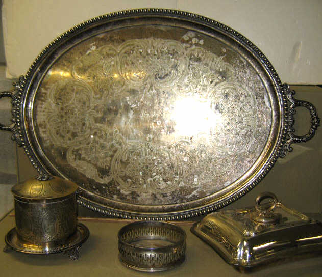 Appraisal: FOUR SHEFFIELD PLATED SILVER SERVING PIECES Comprising rectangular-shaped entree dish