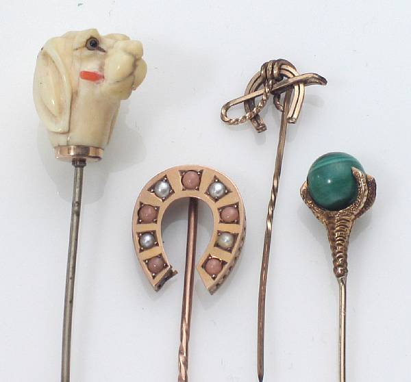 Appraisal: A collection of gem-set and k gold stick pins