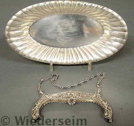 Appraisal: Sterling silver bread tray l and a German silver purse