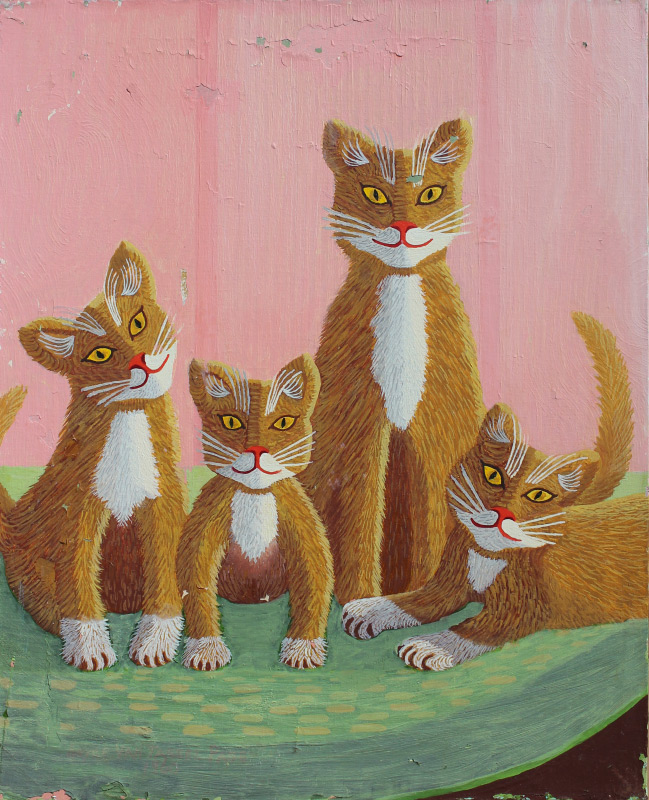 Appraisal: VAN TASSEL PAGE Joyce American th Century Cat Family Oil