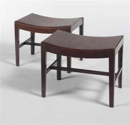 Appraisal: A pair of early th century mahogany low stools of