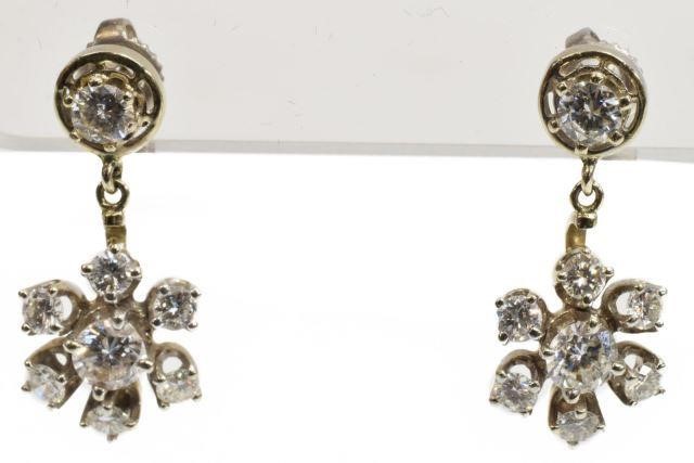 Appraisal: Estate kt white gold earrings for pierced ears solitaire diamond