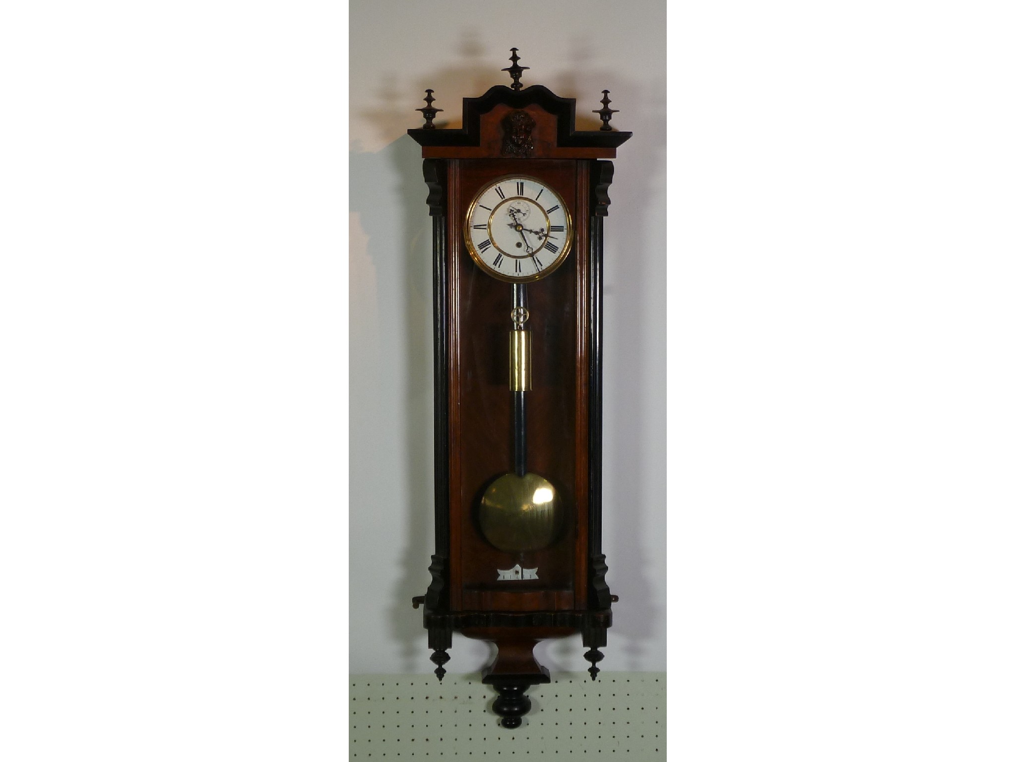 Appraisal: LATE th CENTURY WALNUT AND EBONISED VIENNA WALL CLOCK the