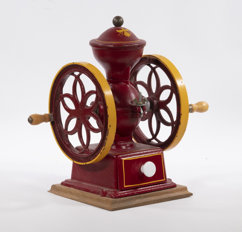 Appraisal: VINTAGE JOHN WRIGHT COFFEE MILL Mid- th c Red and