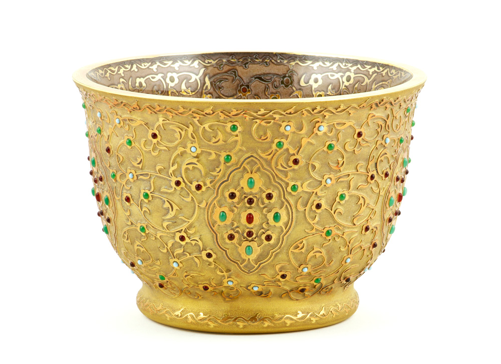 Appraisal: - Pasabahce Jeweled Bowl Jeweled bowl K gold plated glass