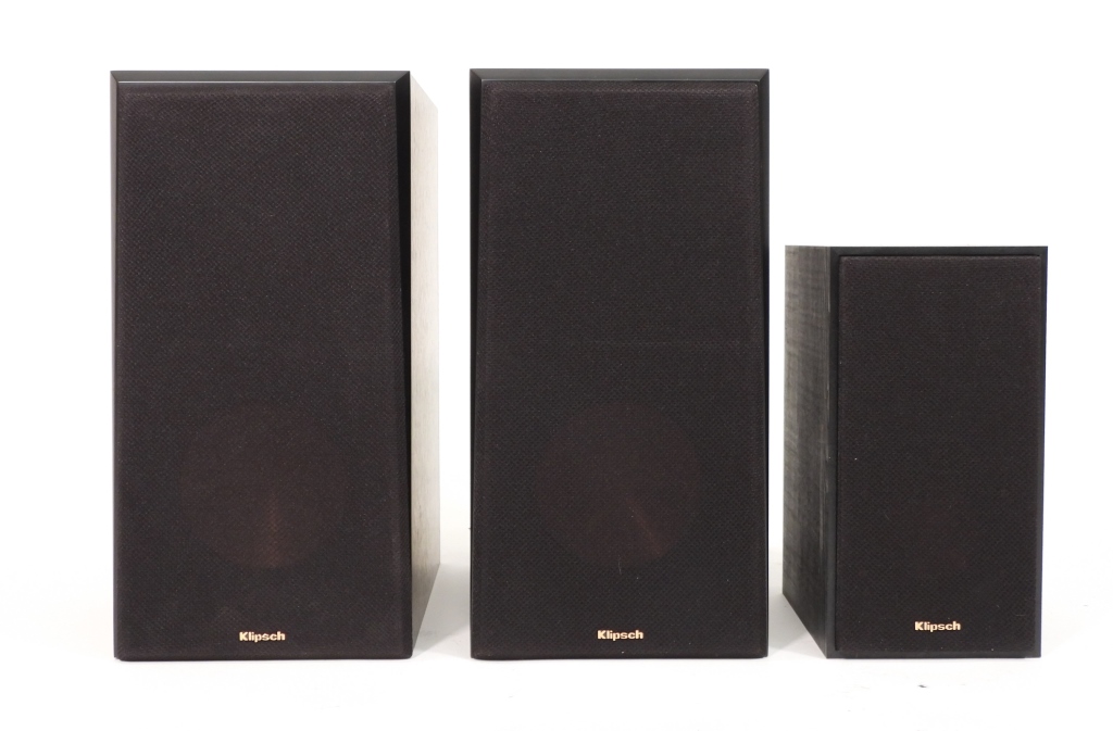 Appraisal: PC KLIPSCH BLACK VINYL BOOKSHELF SPEAKERS United States ModernIncludes a