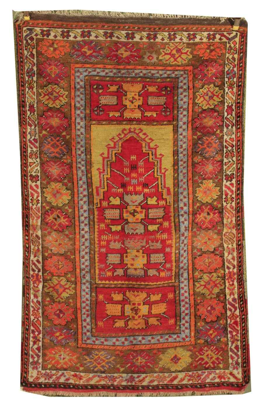 Appraisal: ORIENTAL RUG TURKISH PRAYER ' x ' '' Bold stylized