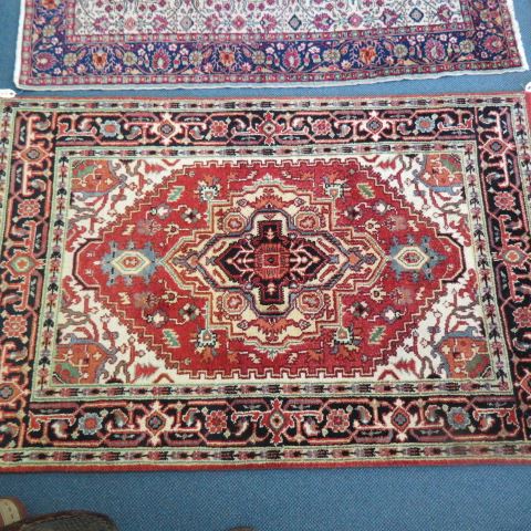 Appraisal: Heriz Persian Handmade Rug central medallion fine coloring thick pile