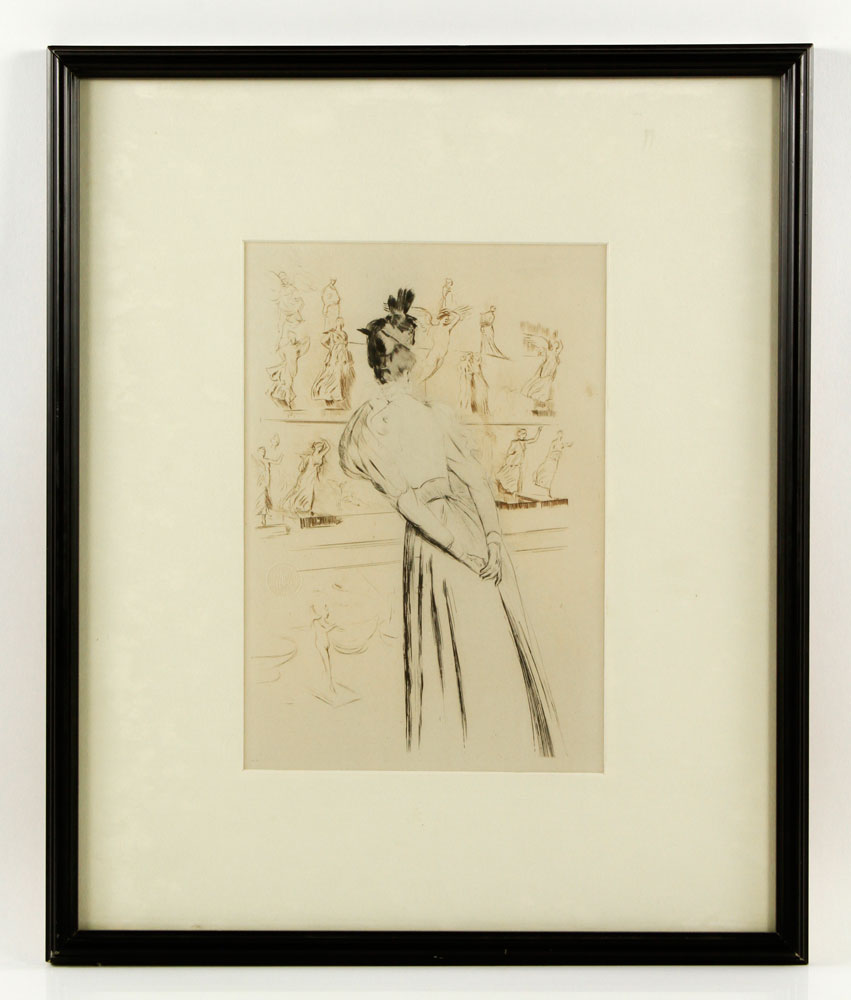 Appraisal: - Helleu Browsing Engraving Paul Caesar Helleu Browsing drypoint engraving