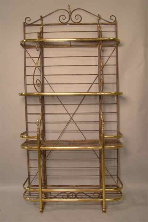 Appraisal: SHERRIL METAL AND BRASS BAKER'S RACK typical form with four