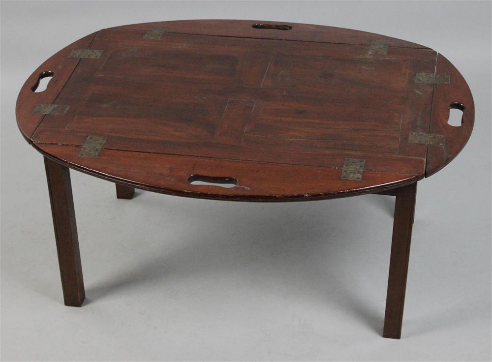 Appraisal: MAHOGANY BUTLER'S TRAY ON STAND of typical form with rectangular