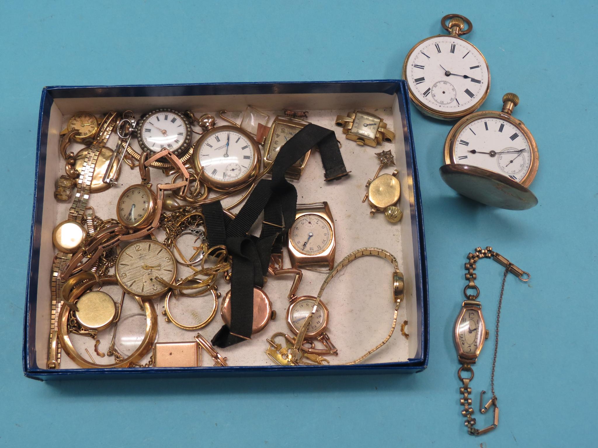 Appraisal: Various gold gentlemans' and ladys' watches and assorted watch components