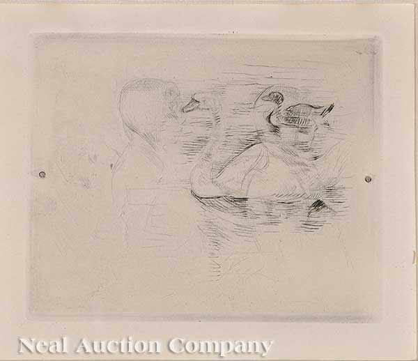 Appraisal: Berthe Morisot French - Women and Ducks etching on paper