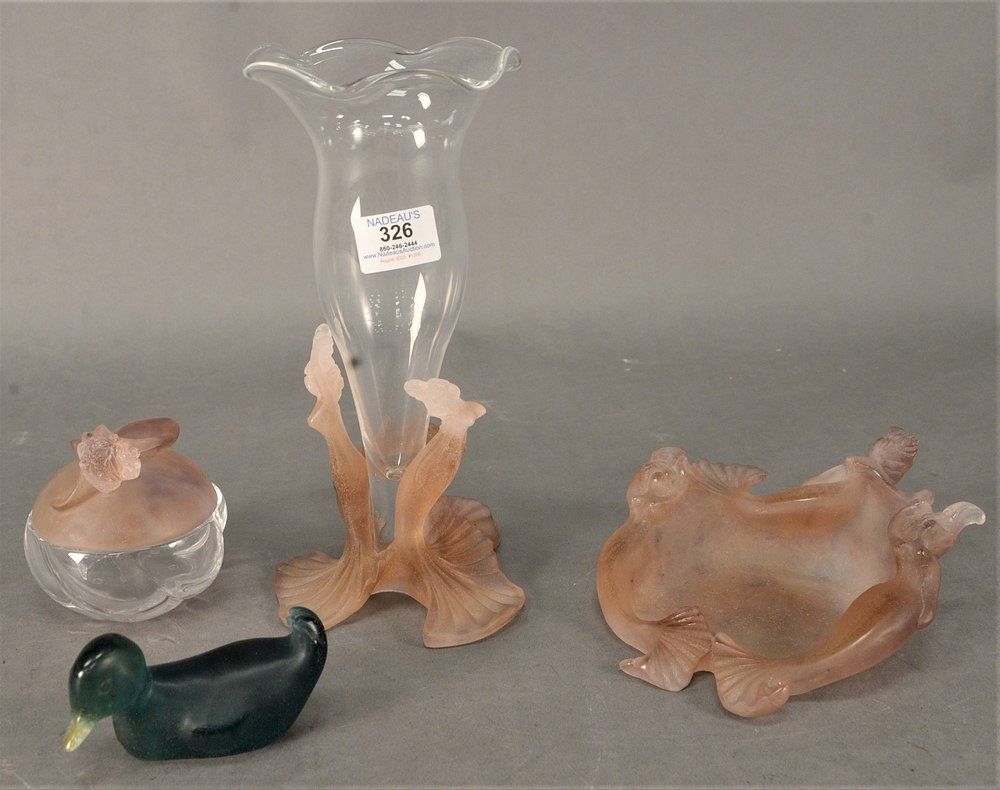 Appraisal: Four Piece Daum Plate DeVerre Pieces to include a mermaid