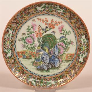 Appraisal: Famille Rose Oriental Export Porcelain Plate Central decoration of a