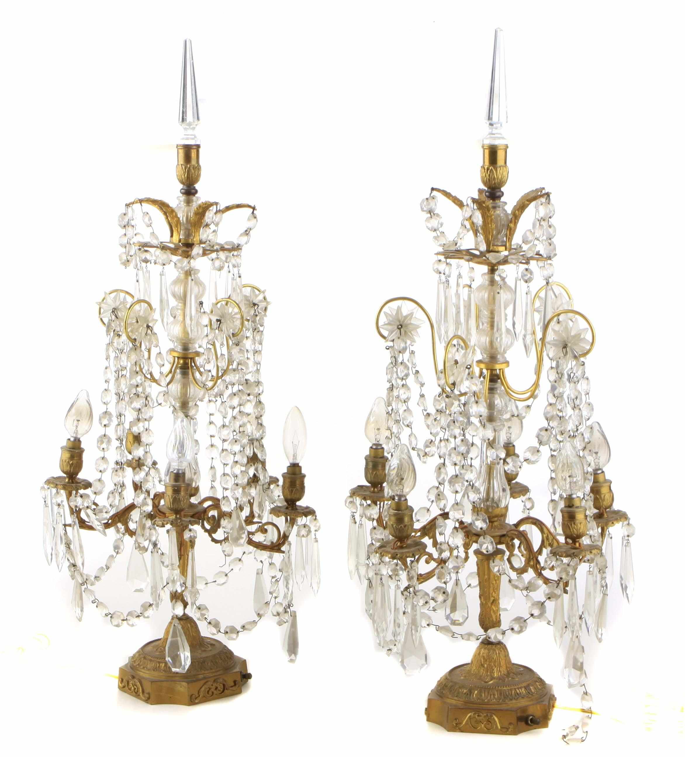 Appraisal: A pair of Louis XVI style gilt metal and cut