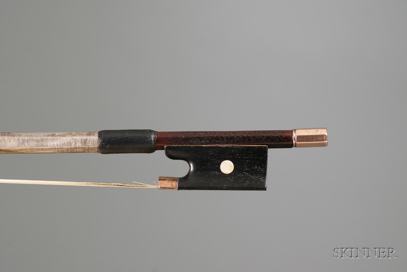 Appraisal: Gold Mounted Violin Bow the round stick stamped A LAMY