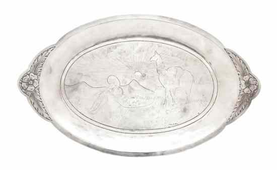 Appraisal: A Peruvian Sterling Silver Tray Kohler of oval form having