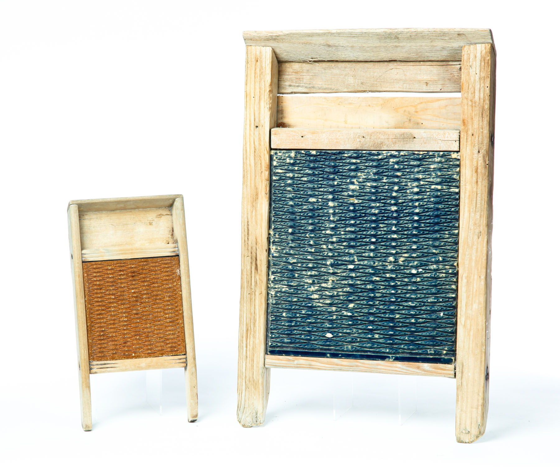 Appraisal: TWO WASHBOARDS American nd half- th century Blue glazed yellow