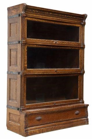 Appraisal: Oak three-stack barrister bookcase Globe-Wernicke Co early th c grade