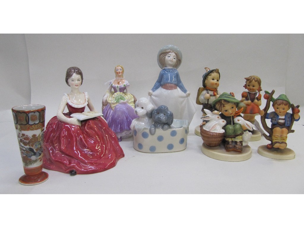 Appraisal: Two Nao figures four Hummel figures Coalport figure 'Barbara' small