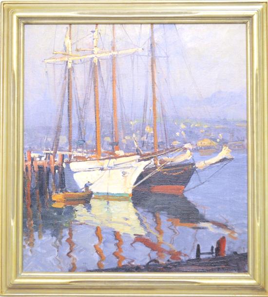 Appraisal: Emile A Gruppe American - oil on canvas sailing boats