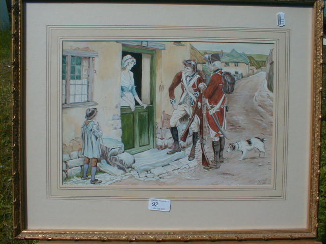 Appraisal: B Gibson The Soldiers Return A watercolour signed and gilt