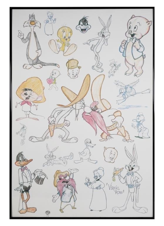 Appraisal: Warner Bros Bugs Bunny Friends poster signed in the plate