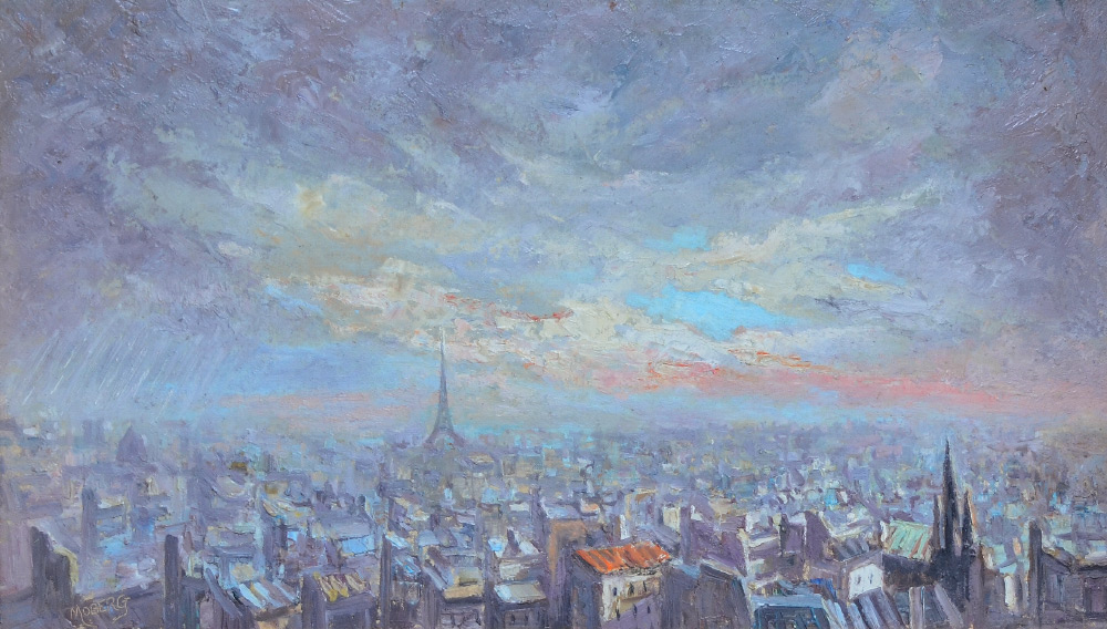 Appraisal: MOBERG Pierre French th Century ''Montmartre '' View of Paris