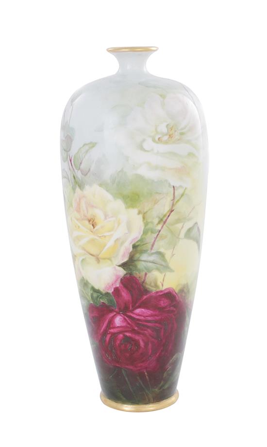 Appraisal: Limoges floral-decorated vase circa unmarked H Provenance Estate of Jane