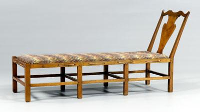 Appraisal: Pennsylvania Chippendale daybed maple and oak with ox bow crest