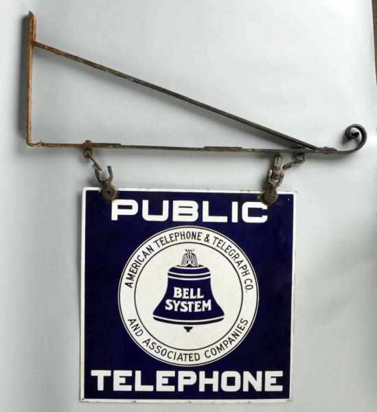 Appraisal: Porcelain Bell Public Telephone Sign Description With hardware Condition Excellent