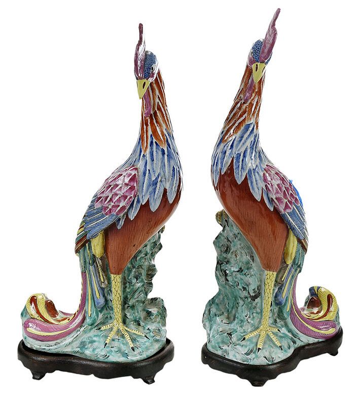 Appraisal: Pair of Chinese Export Porcelain Phoenix th early th century