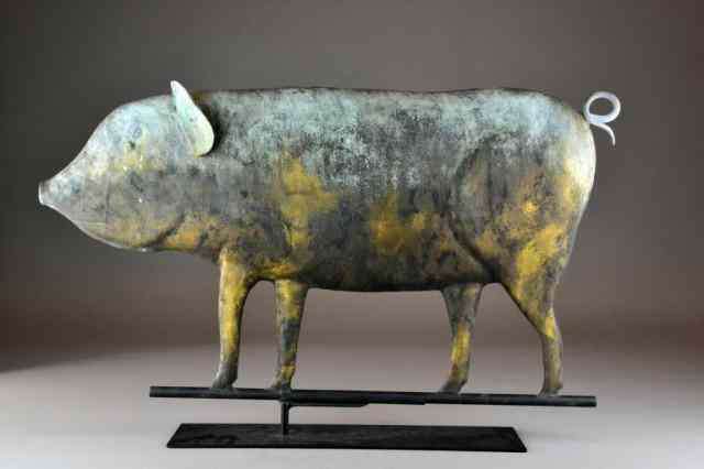 Appraisal: An American Copper Pig WeathervaneMolded in two parts with cast