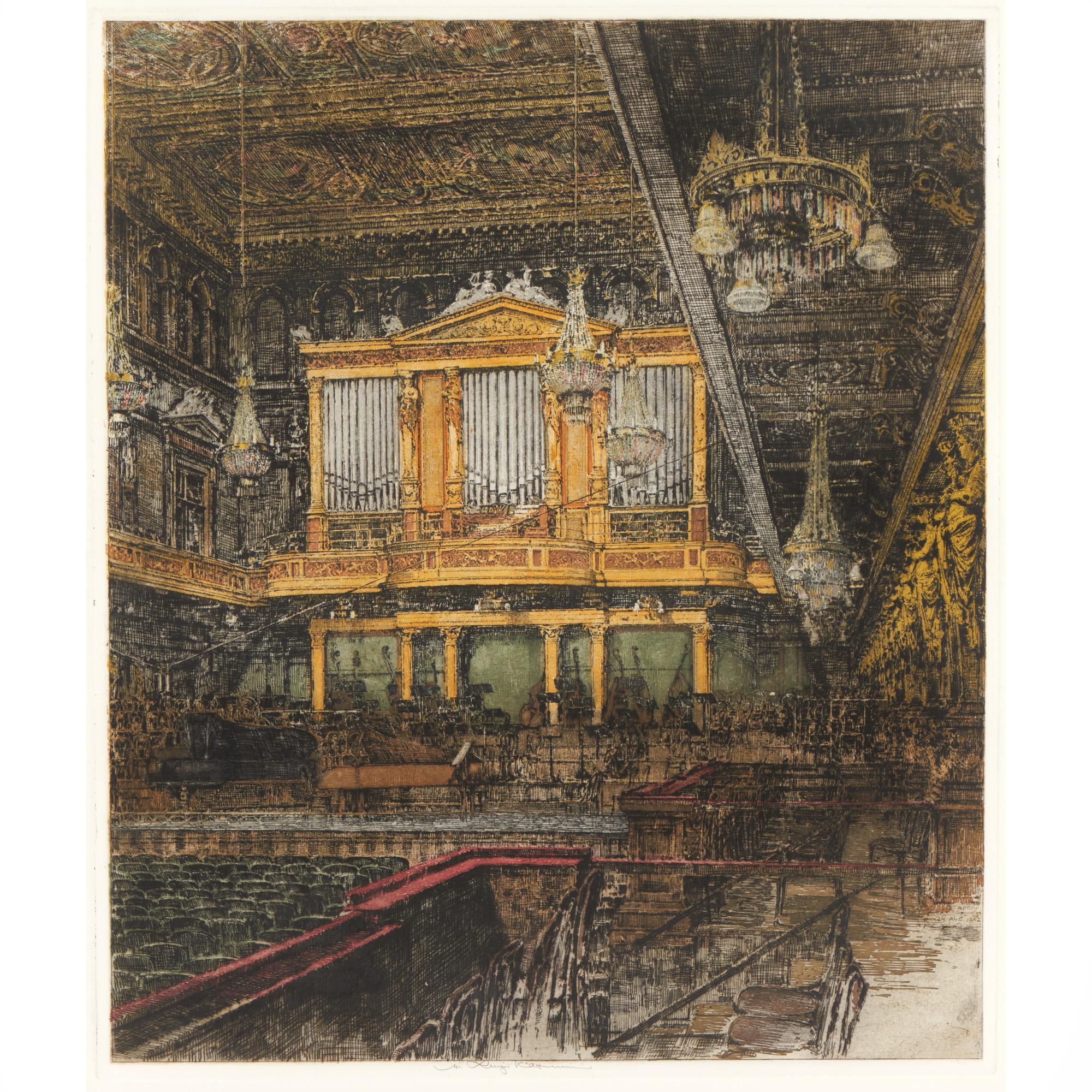 Appraisal: LUIGI KASIMIR - ETCHING VIENNA CONCERT HALL Estate of Luigi